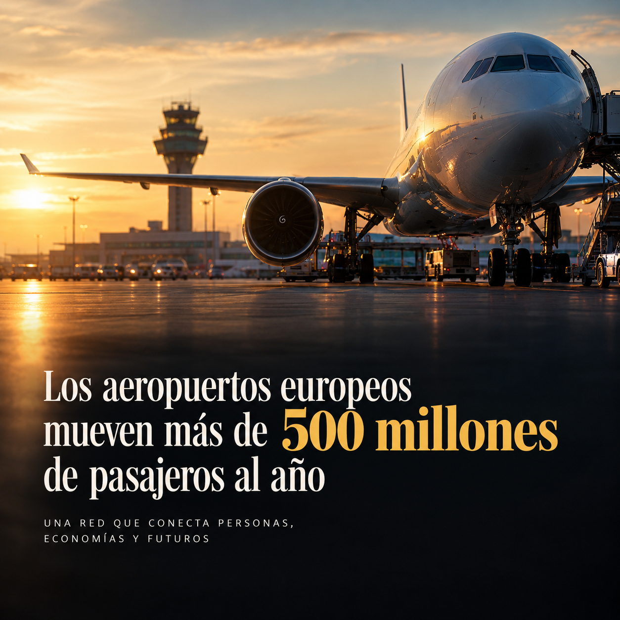 Avión comercial en la plataforma de un aeropuerto al amanecer, representando el nuevo programa de recompra de acciones de IAG de octubre de 2026